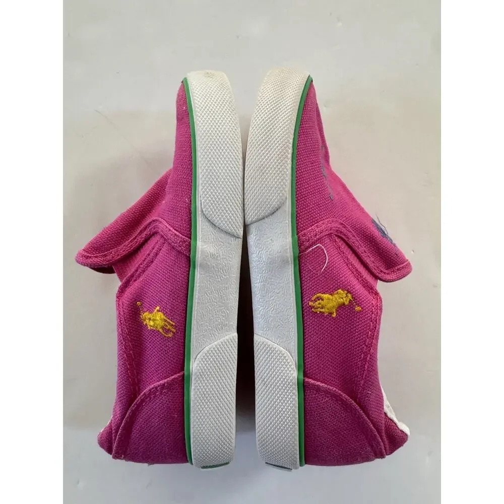 POLO RALPH LAUREN SLIP ON SNEAKERS Pink Canvas Toddler Size 9 Preppy #7336